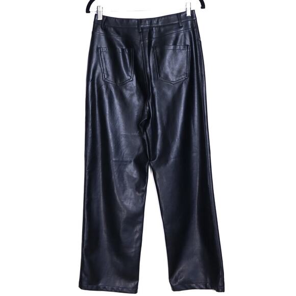 LULUS Sleek Vibe Vegan Leather Pants Black High-Rise Straight Leg Women's M - Picture 1 of 2